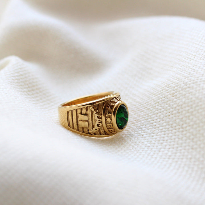 Green Cubic Zirconia Ring in Gold - Maral Kunst Jewelry