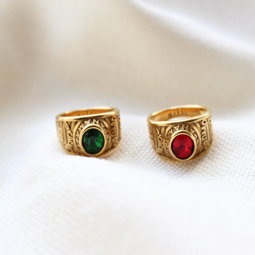 Green Cubic Zirconia Ring in Gold - Maral Kunst Jewelry