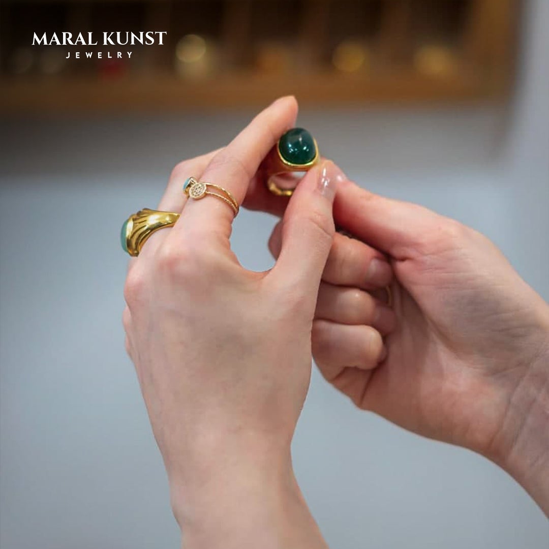Green Polyester Ring - Maral Kunst Jewelry