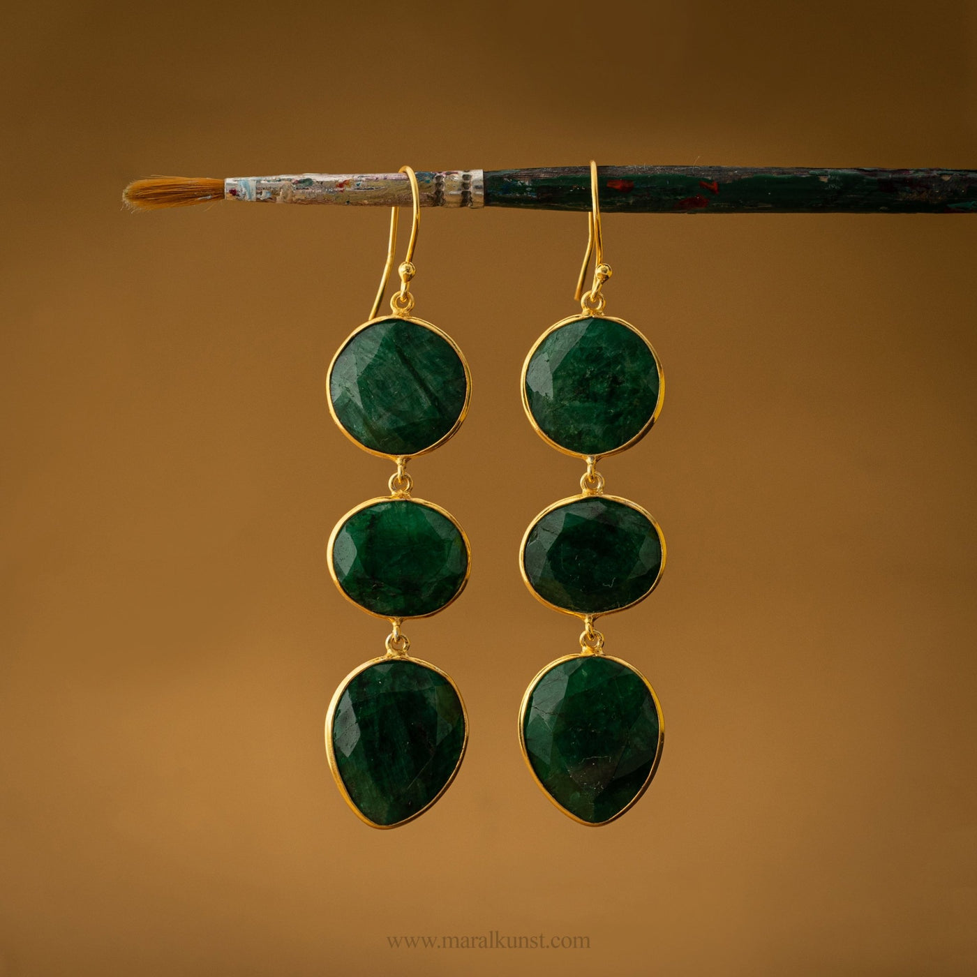 Green Sillimanite Drop Earrings - Maral Kunst Jewelry