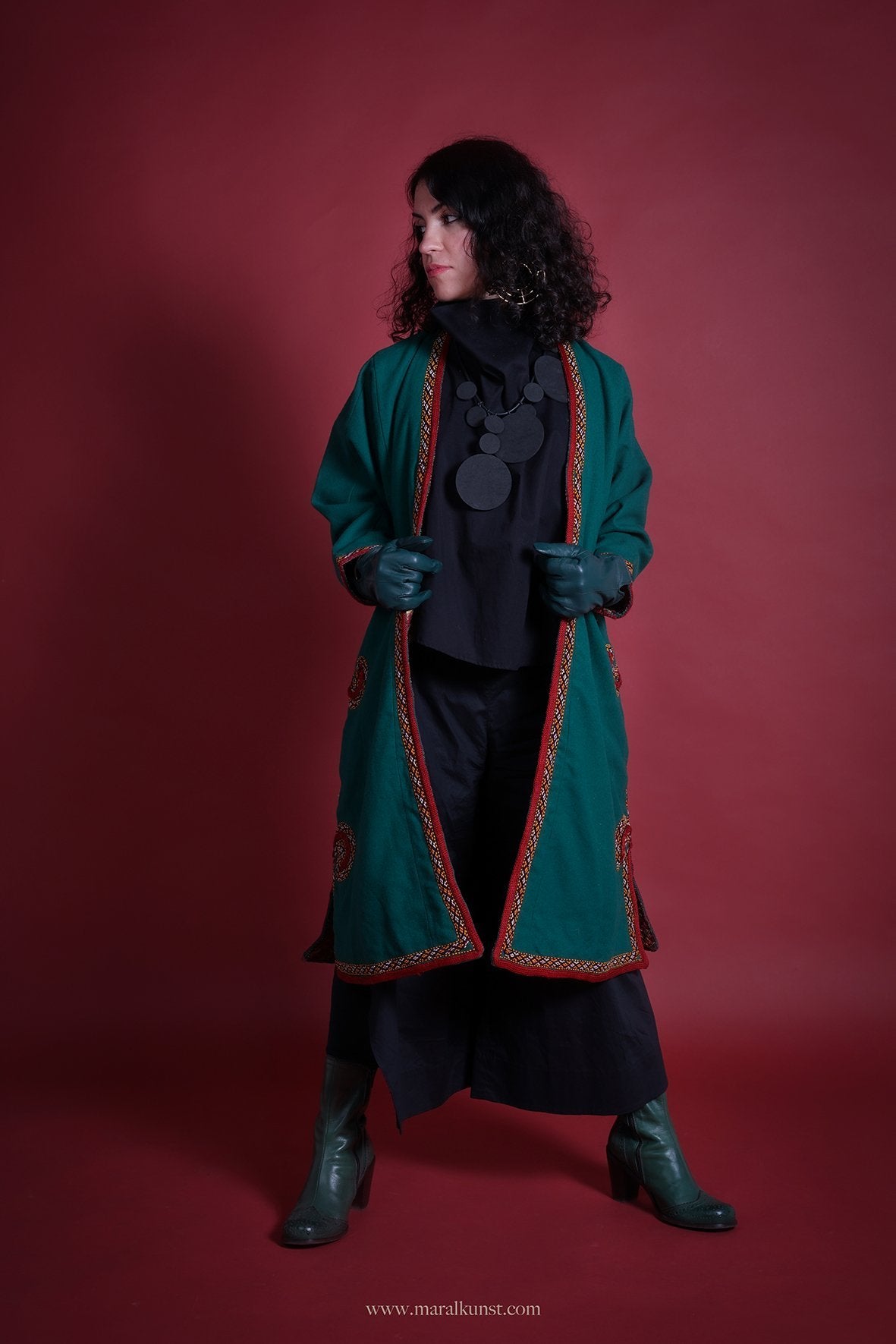 Green wool turkmen custom - Maral Kunst Jewelry
