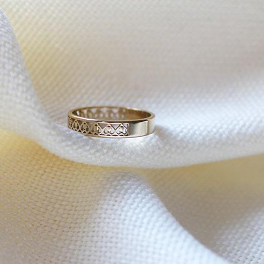 Heart Pattern Plated Ring - Maral Kunst Jewelry