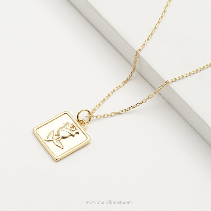 Mature Love Yellow Rose Necklace - Maral Kunst Jewelry