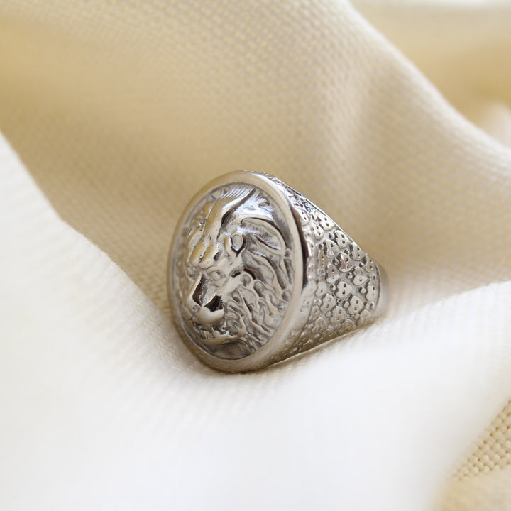 Large Lion Head Steel Ring - Maral Kunst Jewelry