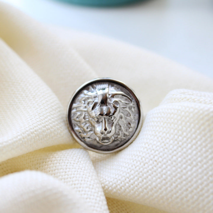 Large Lion Head Steel Ring - Maral Kunst Jewelry