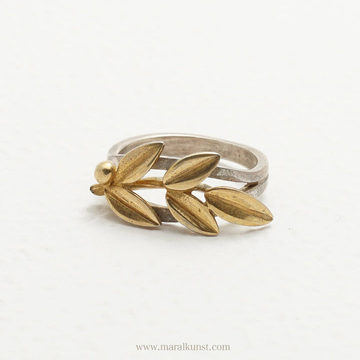 Olive Branch Leaf Silver Ring - Maral Kunst Jewelry