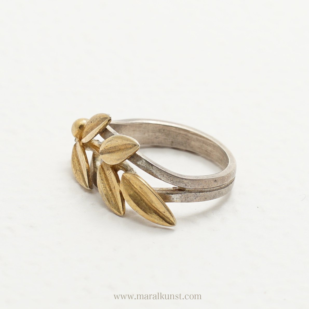 Olive Branch Leaf Silver Ring - Maral Kunst Jewelry