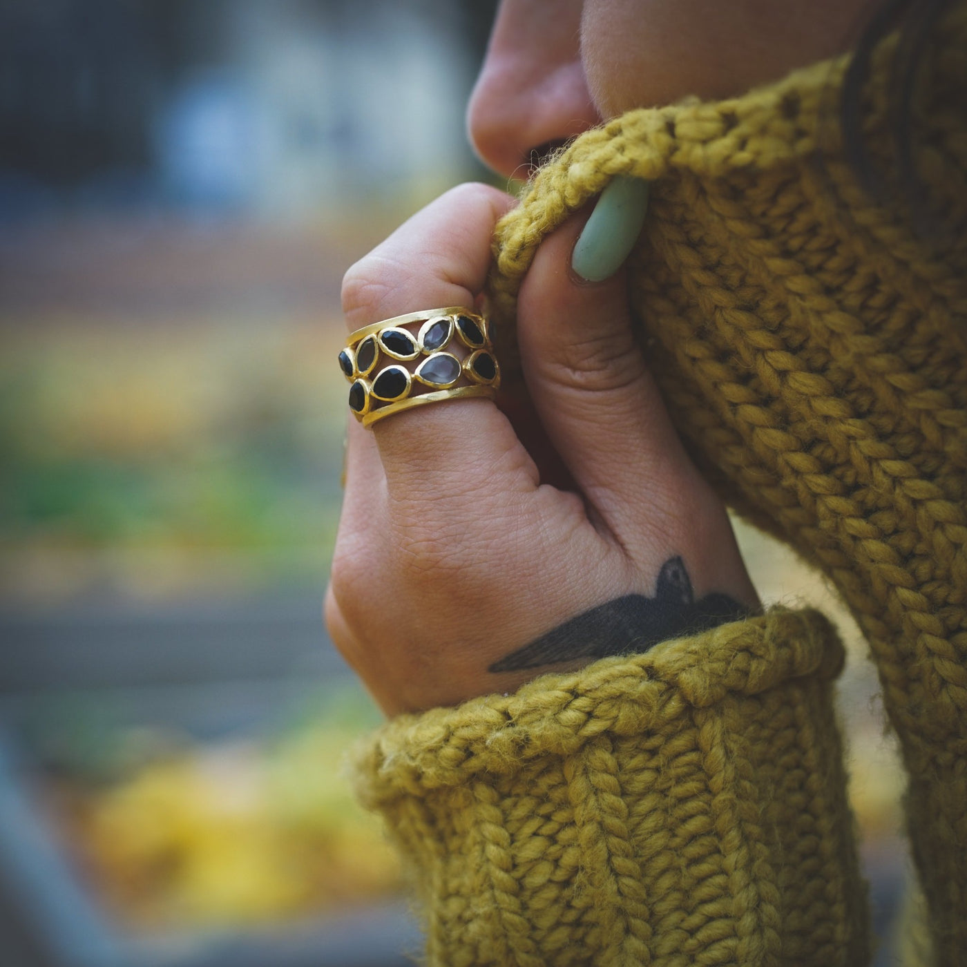 Colorful Leaf Stone Ring - Maral Kunst Jewelry