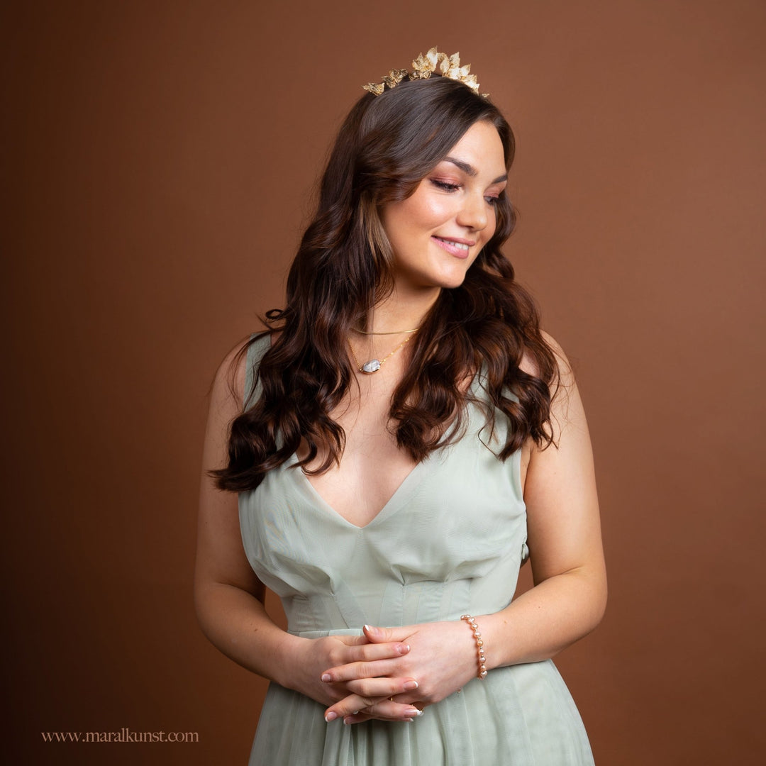 Gold Leaves Head Crown Tiara - Maral Kunst Jewelry