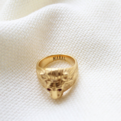Vintage Gold Lion Head Ring - Maral Kunst Jewelry