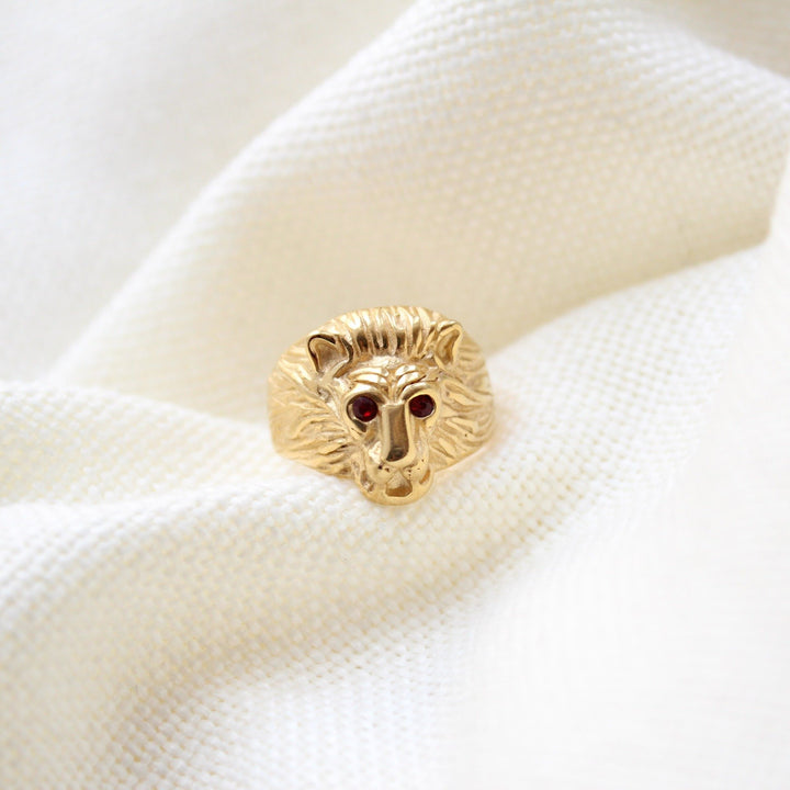 Vintage Gold Lion Head Ring - Maral Kunst Jewelry