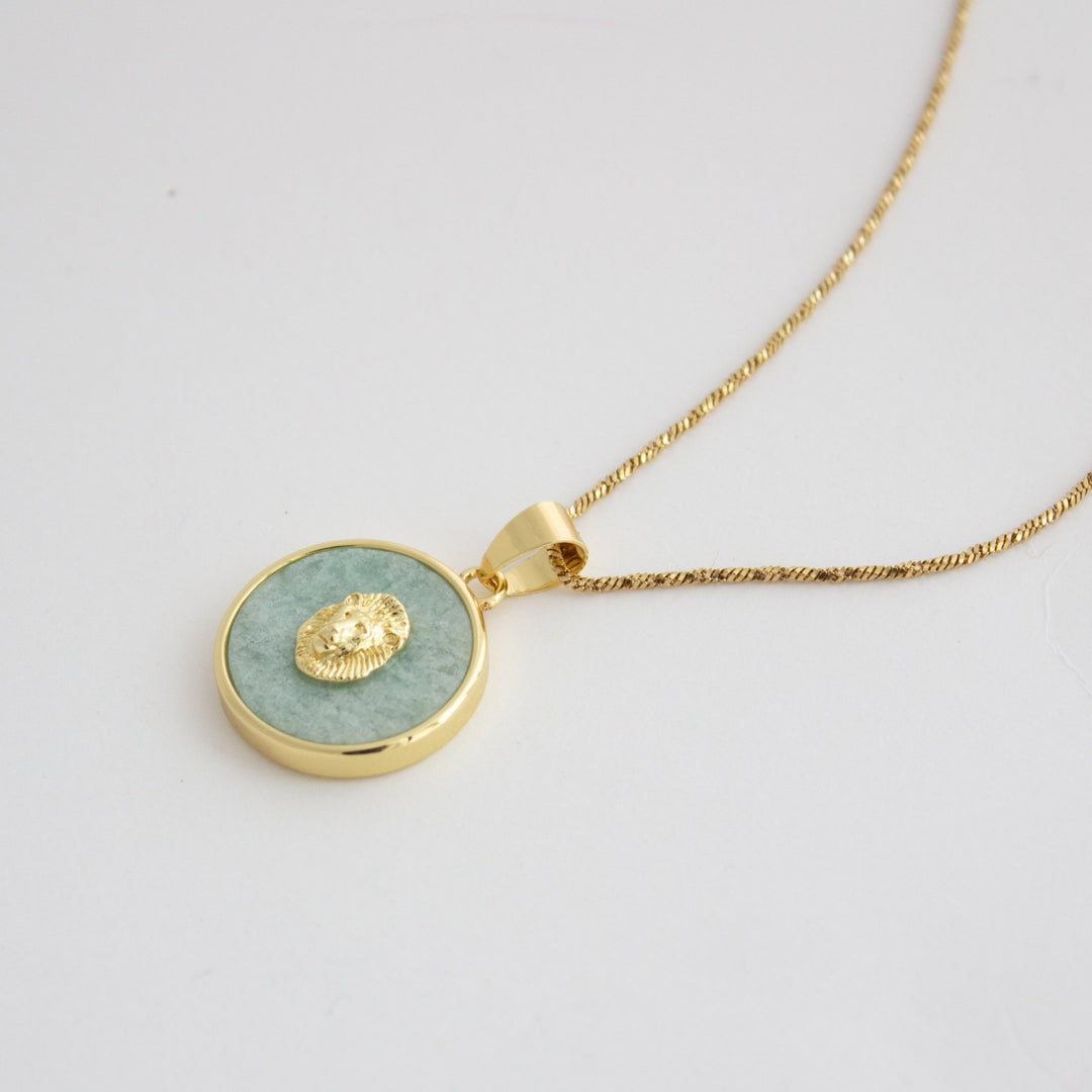 Guardian Lion Jade Lucky Necklace - Maral Kunst Jewelry