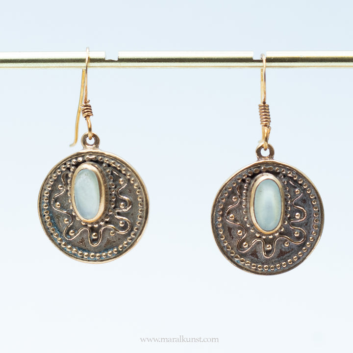 Spanish ( Malaga£ Moonstone handmade Bronze earrings