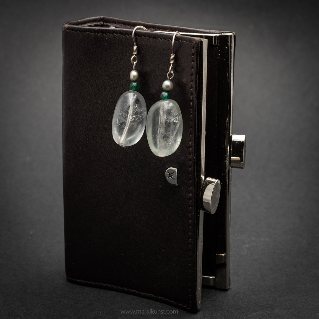 Maral handmade fluoresces stone 925 handmade silver earrings