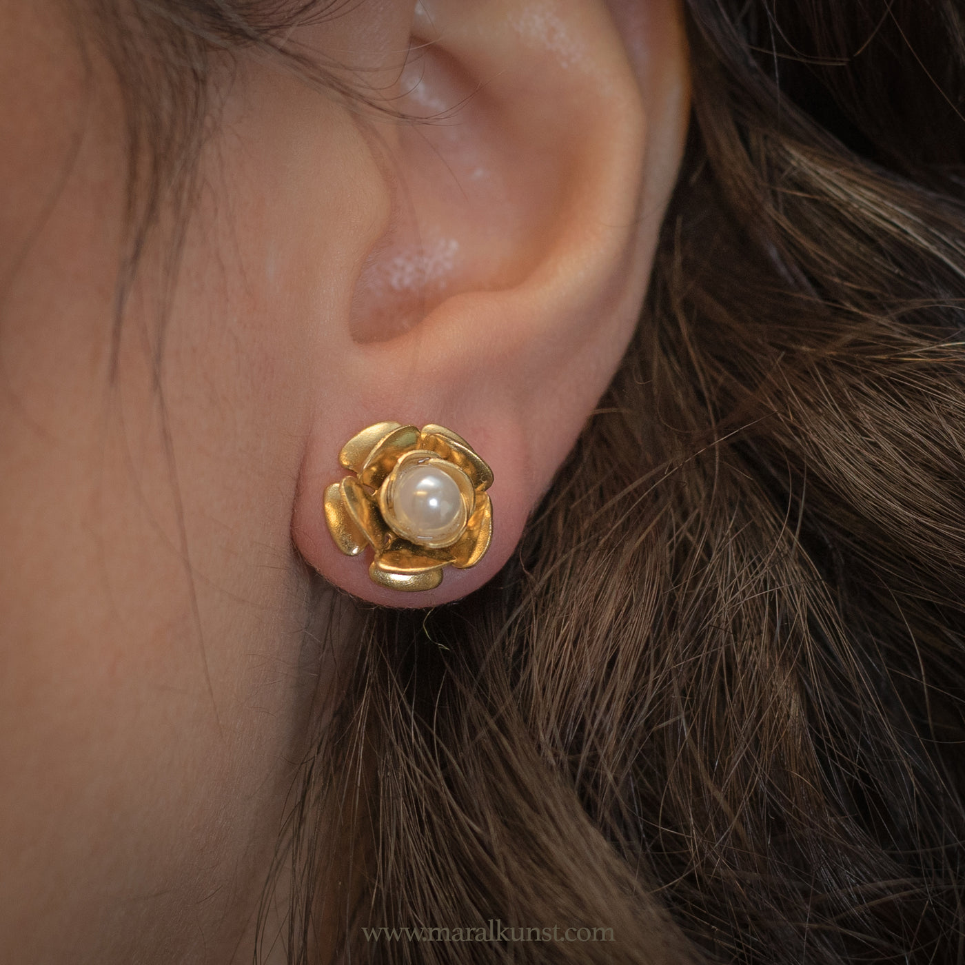 gold-plated flower earrings