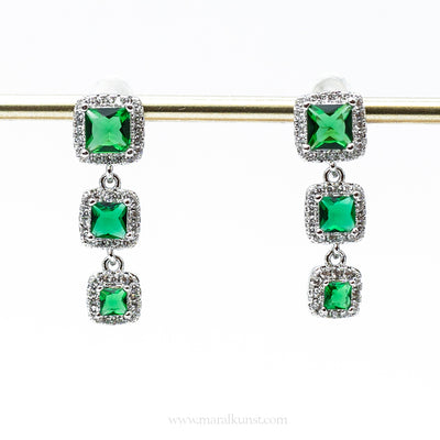 Spanish ( Malaga) Green Cz crystal modern drop earrings