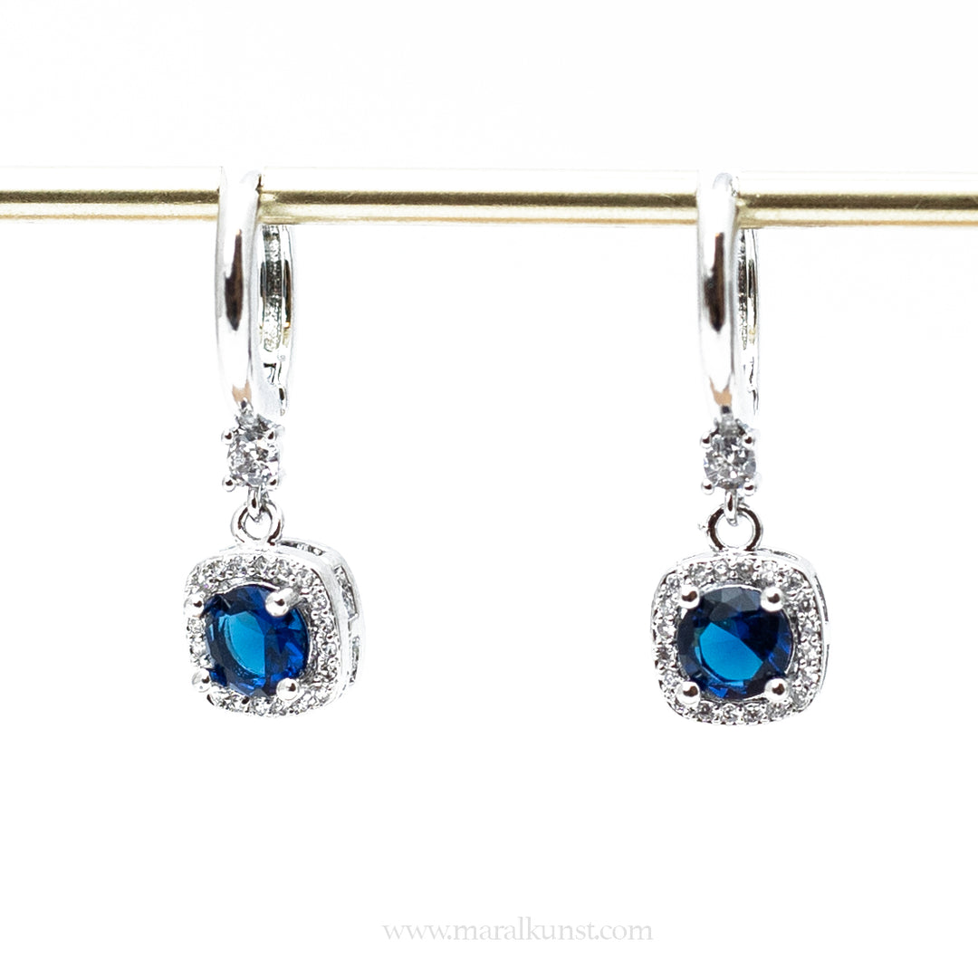 Spanish ( Malaga) blue Cobalt cz   Sapphire earrings