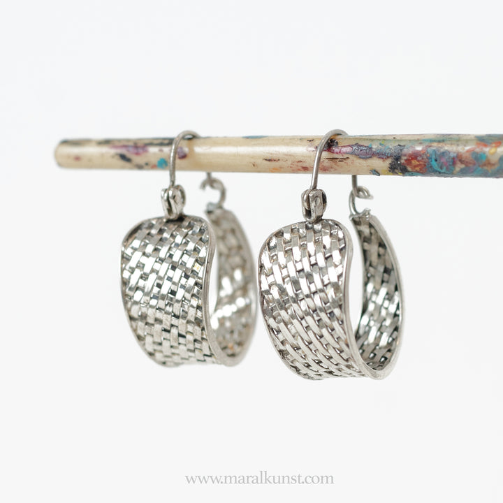 Straw Knitting Mexican 925 Silver Earrings