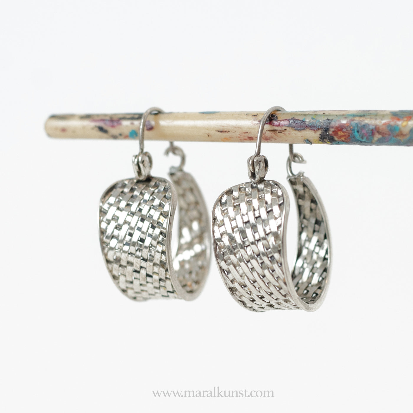 Straw knitting Mexican 925 silver earrings