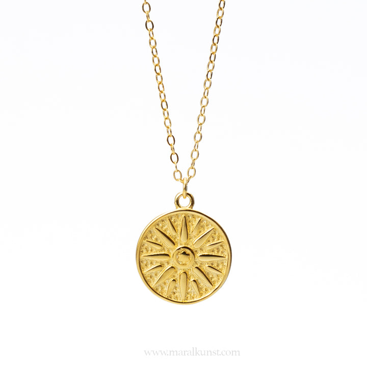 Sun gold plated silver necklace