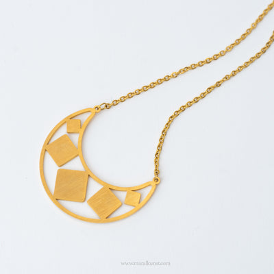 Big moon gold plated necklace