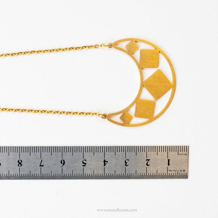 Statement moongold plated stainless steel necklace