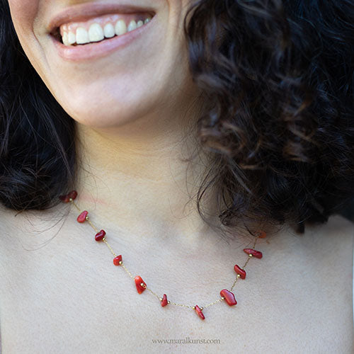 Maral coral stainless steel necklace