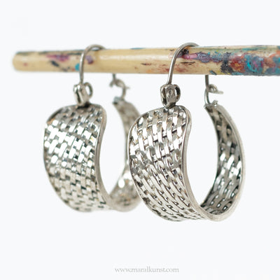Straw knitting Mexican 925 silver earrings
