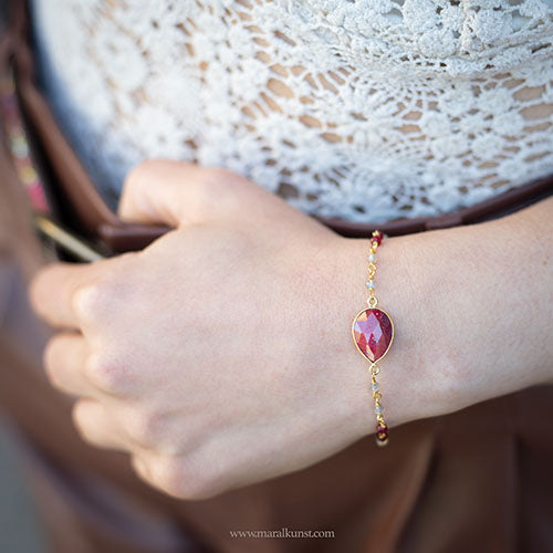 Ruby Gold Plated Silver Bracelet