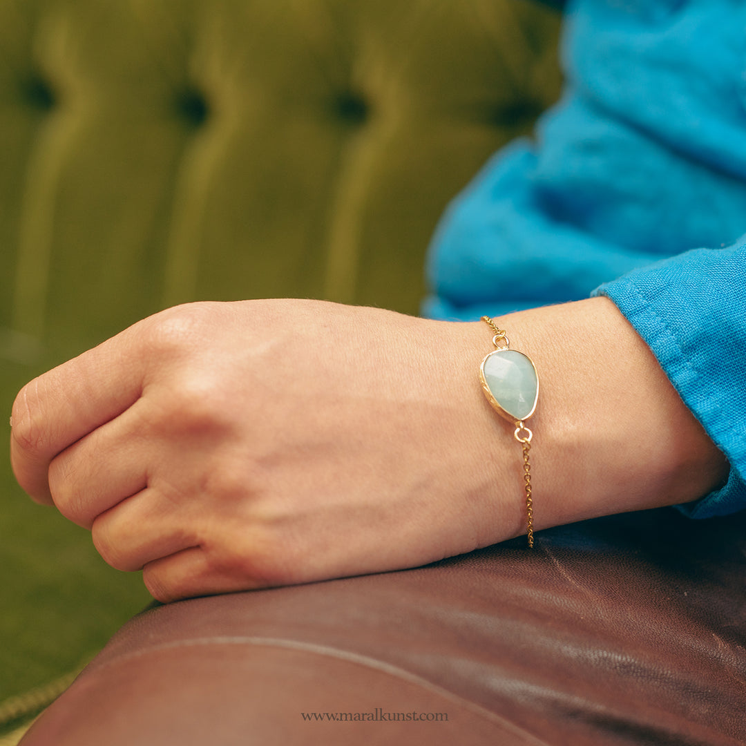 Maral special Aquamarine sky blue gemstone handmade  Bracelet