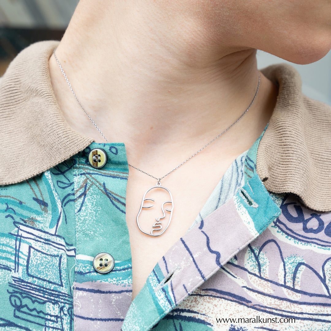 Face stainless steel necklace