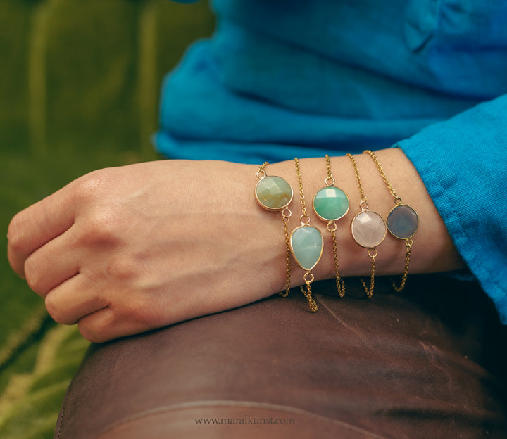 Maral special Aquamarine sky blue gemstone handmade  Bracelet