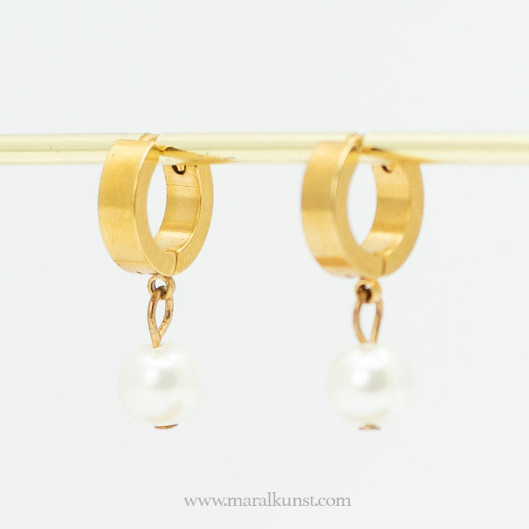 Maral Pearl hoop PVD stainlessteel earrings