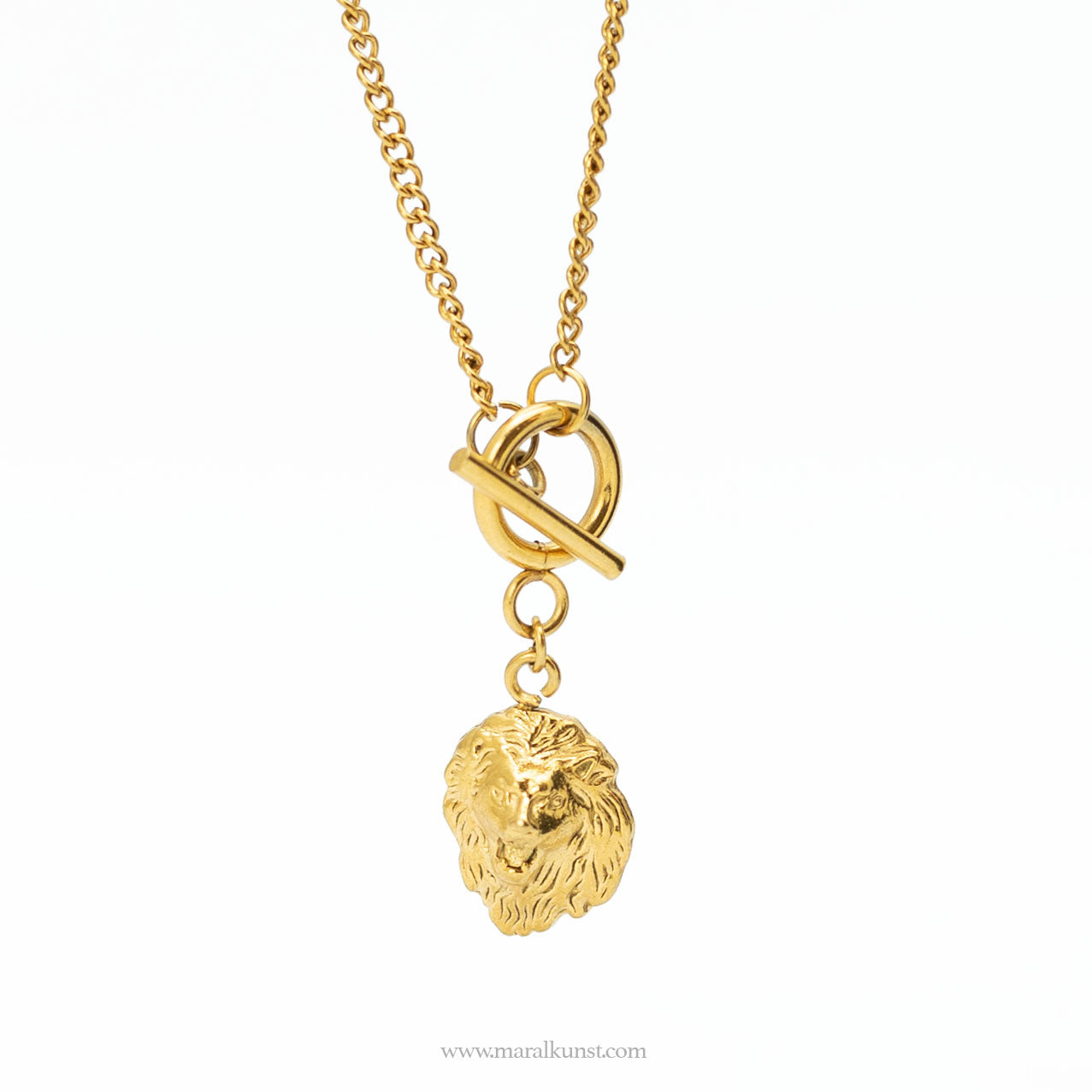 Lion head gold plated necklace