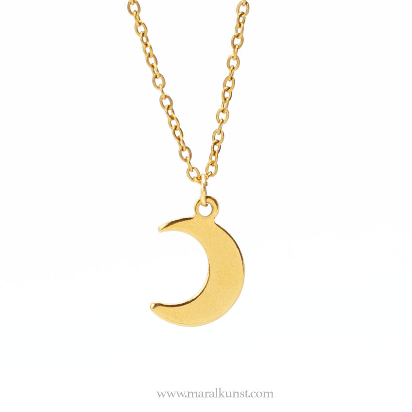 The moon charm gold plated stainless steel necklace