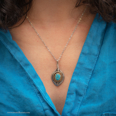 small Feather turquoise pendant