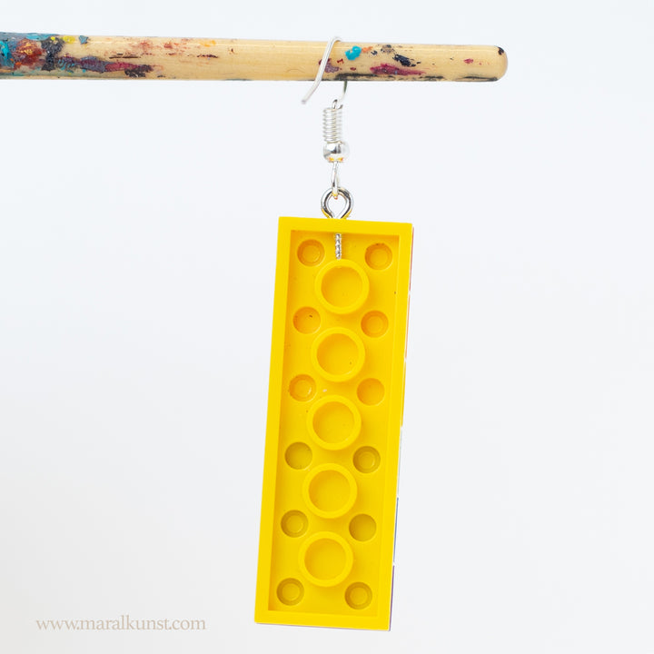 Pop art rainbow Lego colorful toy childhood earrings