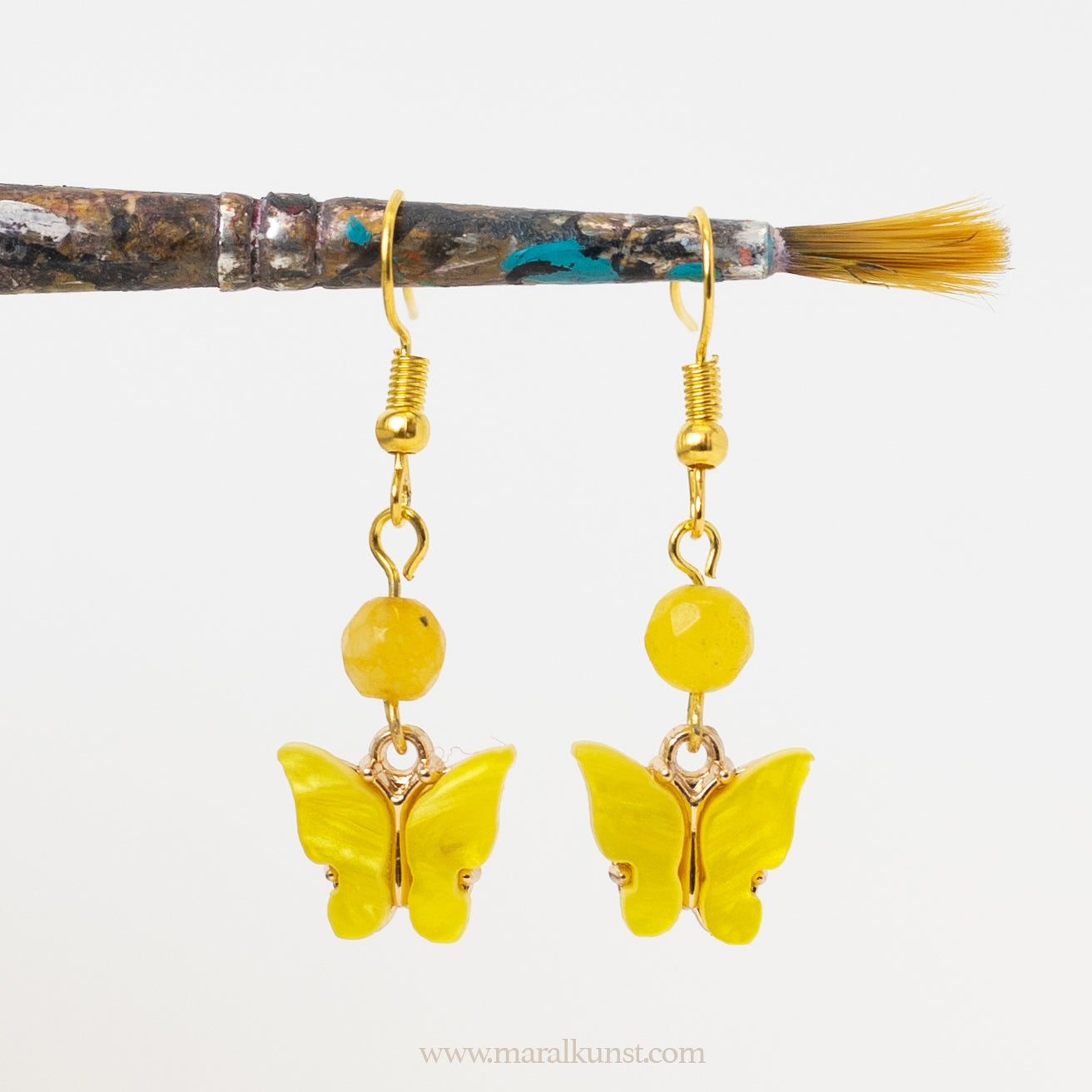 handmade Yellow butterfly earrings