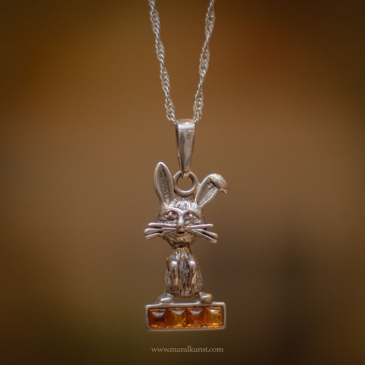 Amber Bunny – Gdańsk Silver Pendant