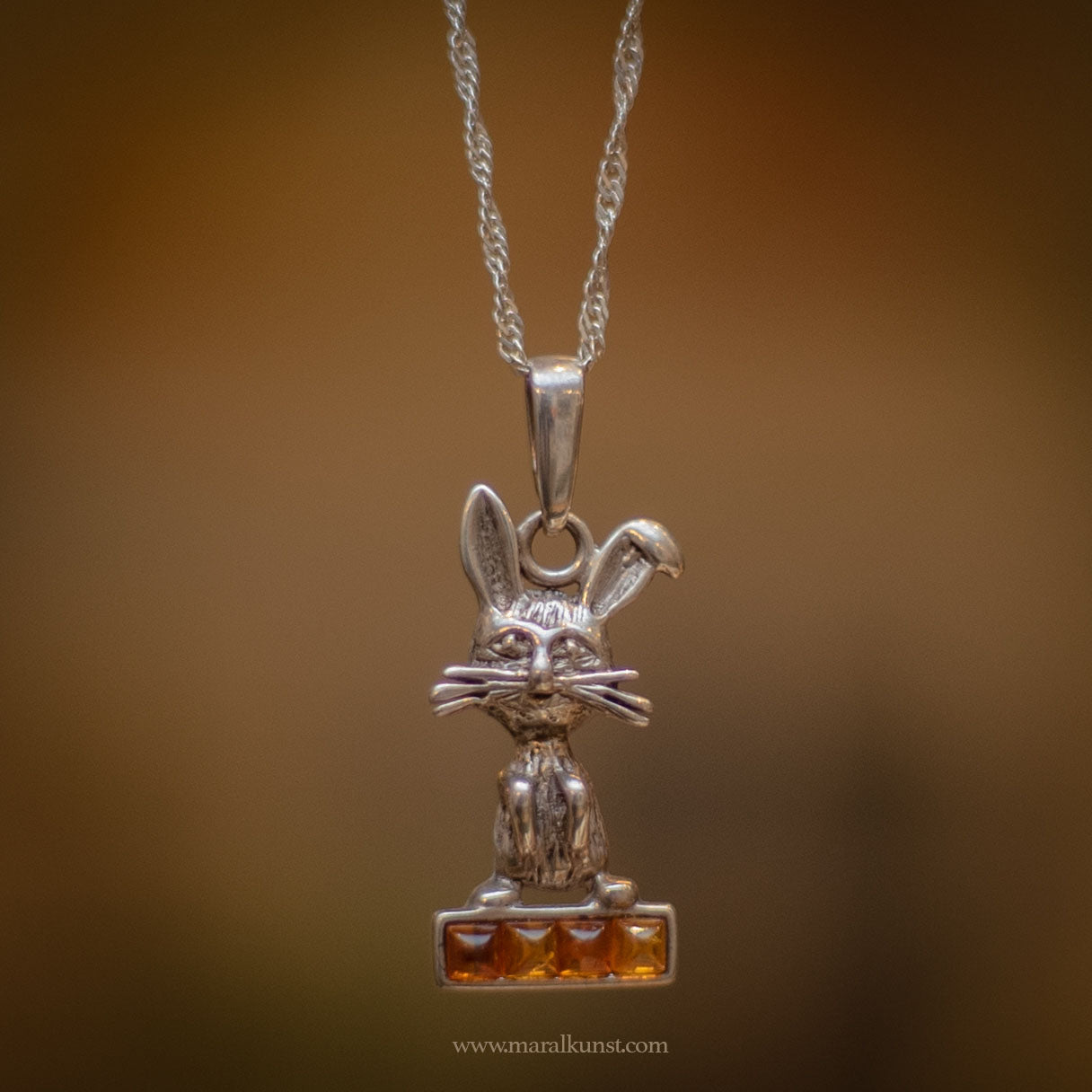 Amber Stone Rabbit Necklace