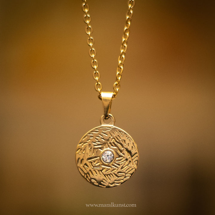 Maralkunst Minimal scandinavian design gold filled stainless steel Chrystal charm Necklace