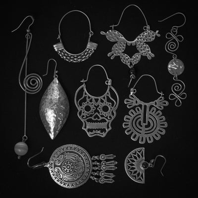 Mexican Symbolic Earrings in Silver