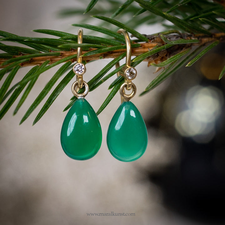 Danish Green Onyx Earrings