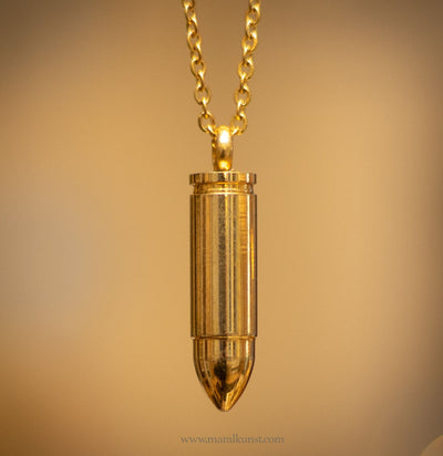 Bullet pendant gold plated steel necklace