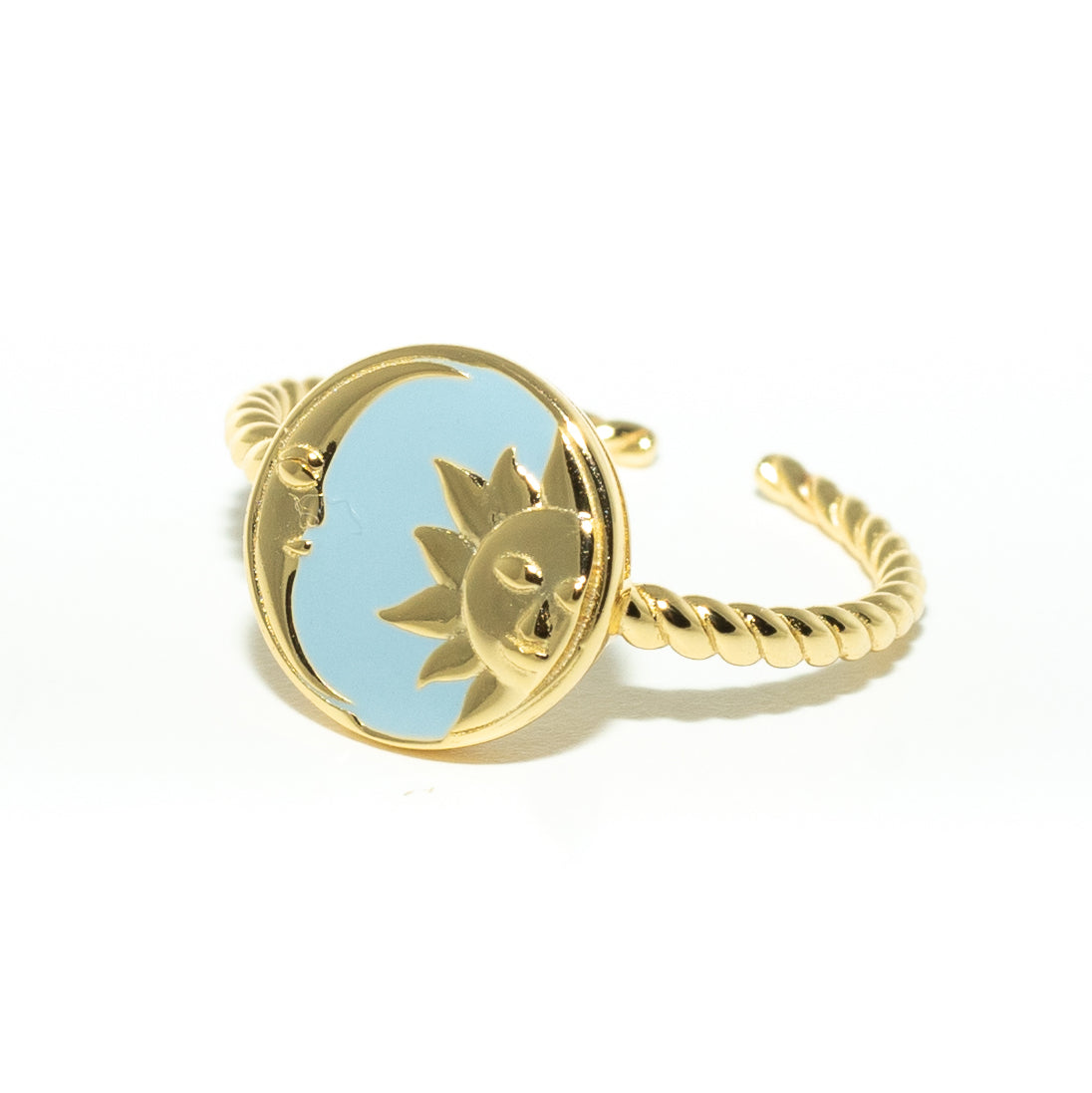 Sun and moon silver ring