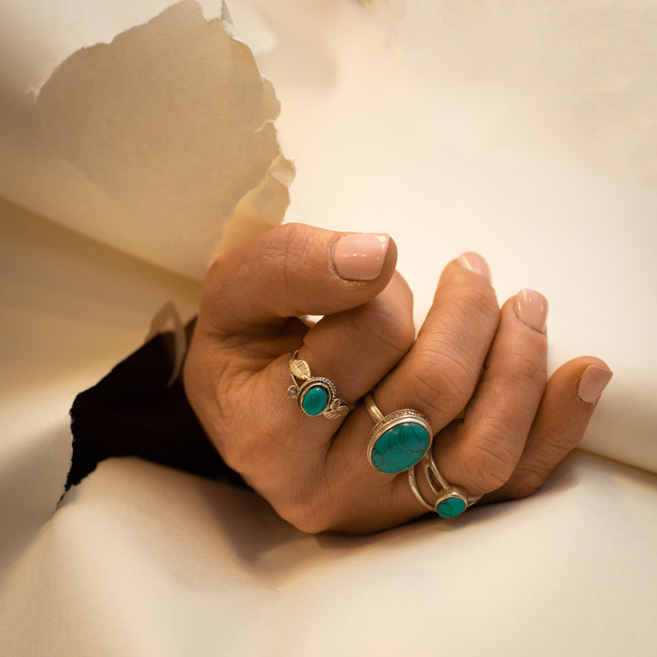Tibetan Oval Turquoise ring