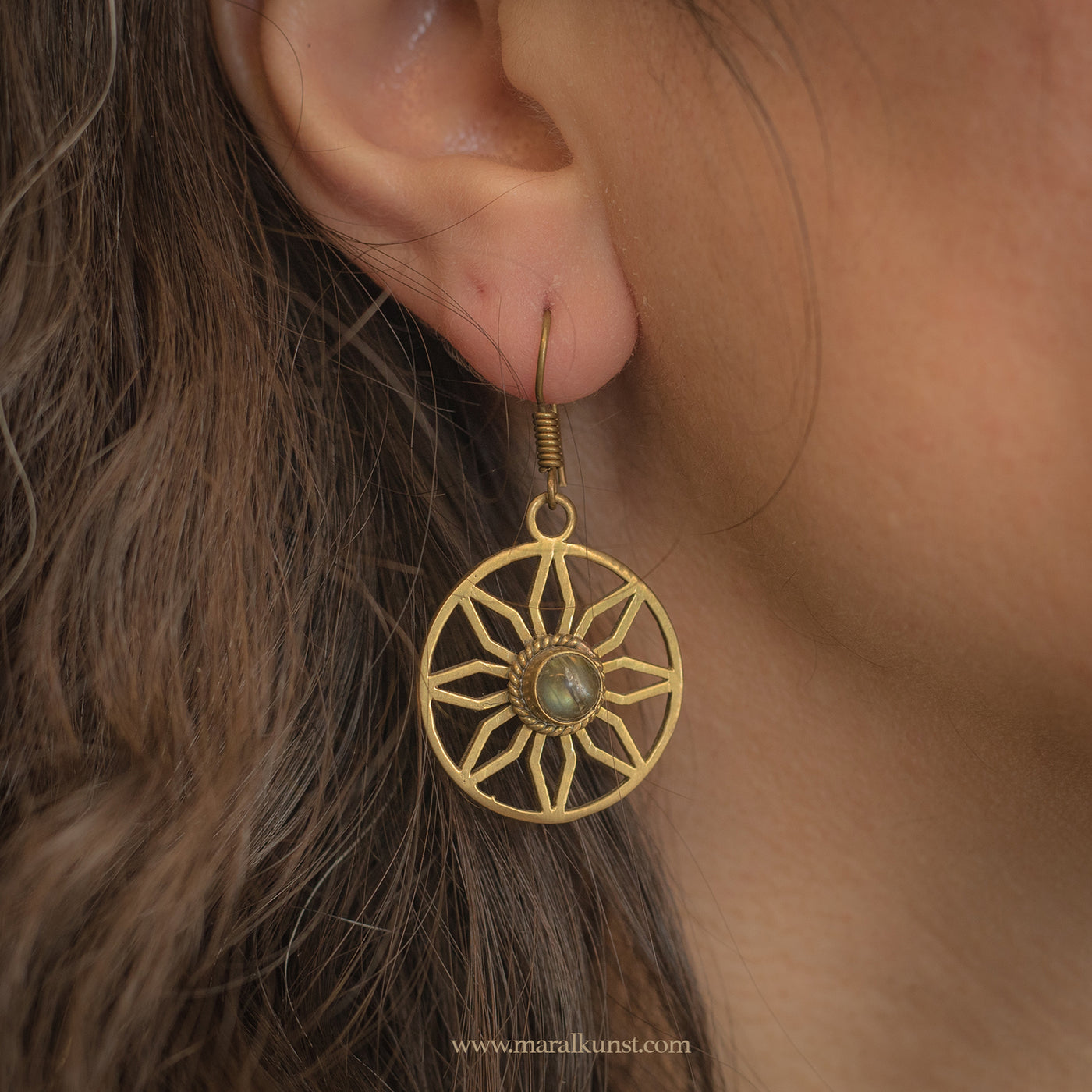 Brass sun earrings
