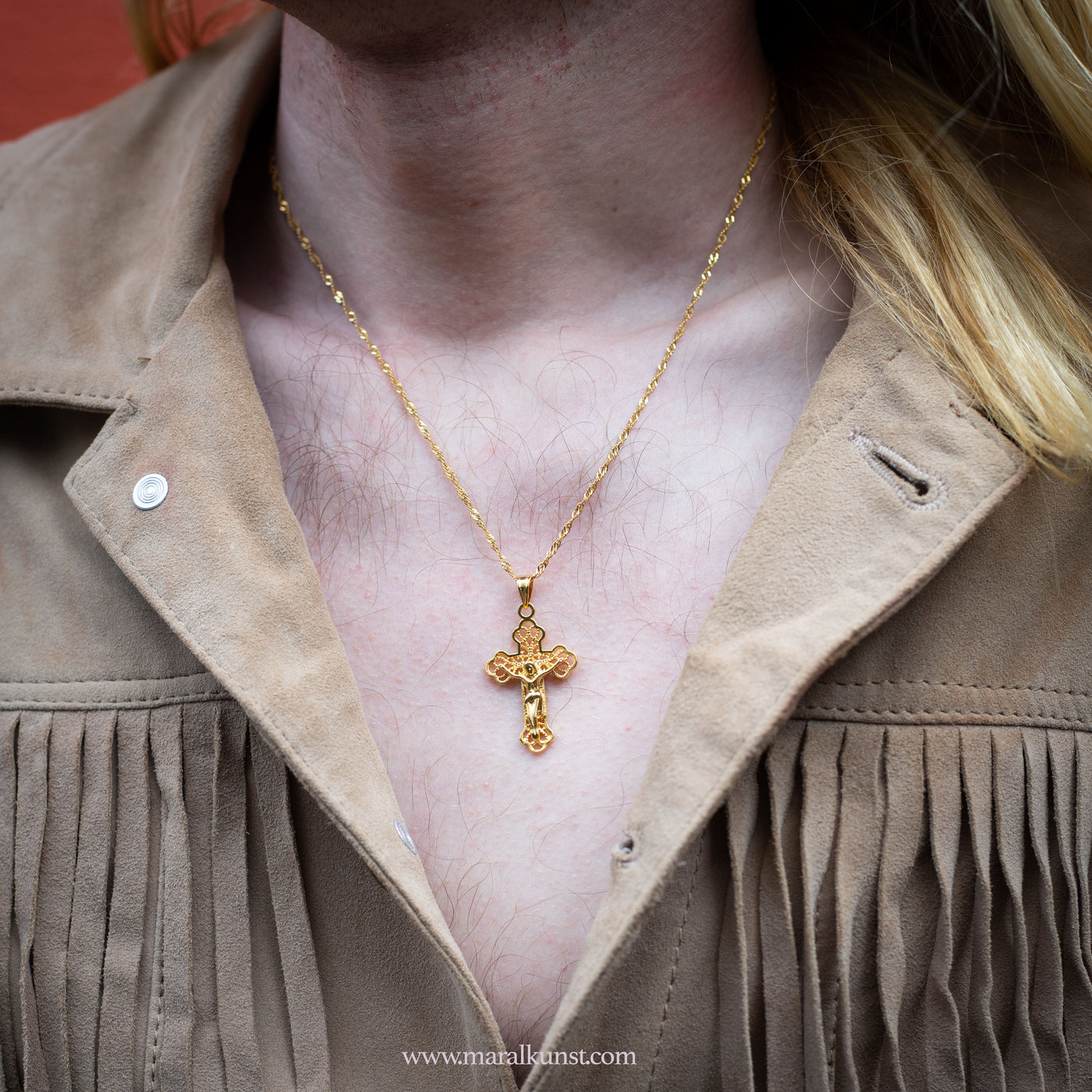 Delicate Cross gold plated necklace