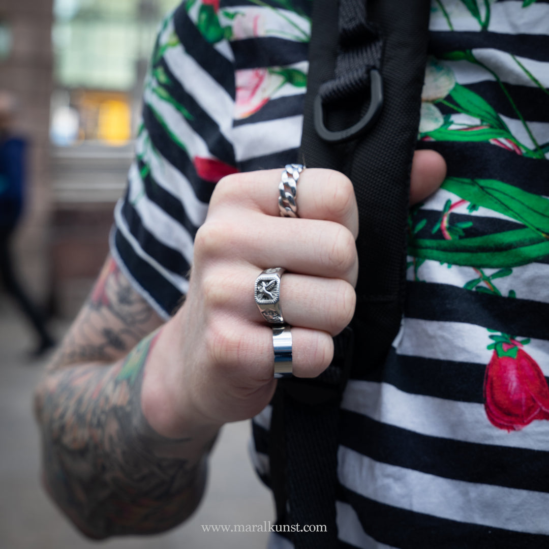 Chain ring unisex stainlessteel band ring