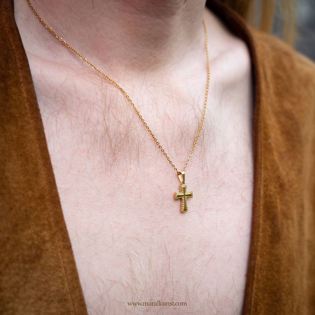 Unisex Cross gold plated necklace